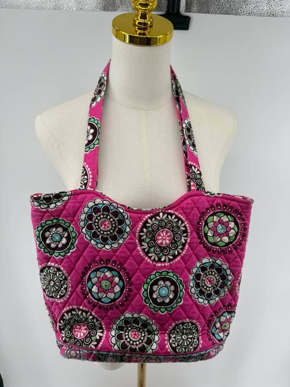 Vera Bradley Cupcakes Pink Quilted Tote Bag Retired Medallion Cottagecore